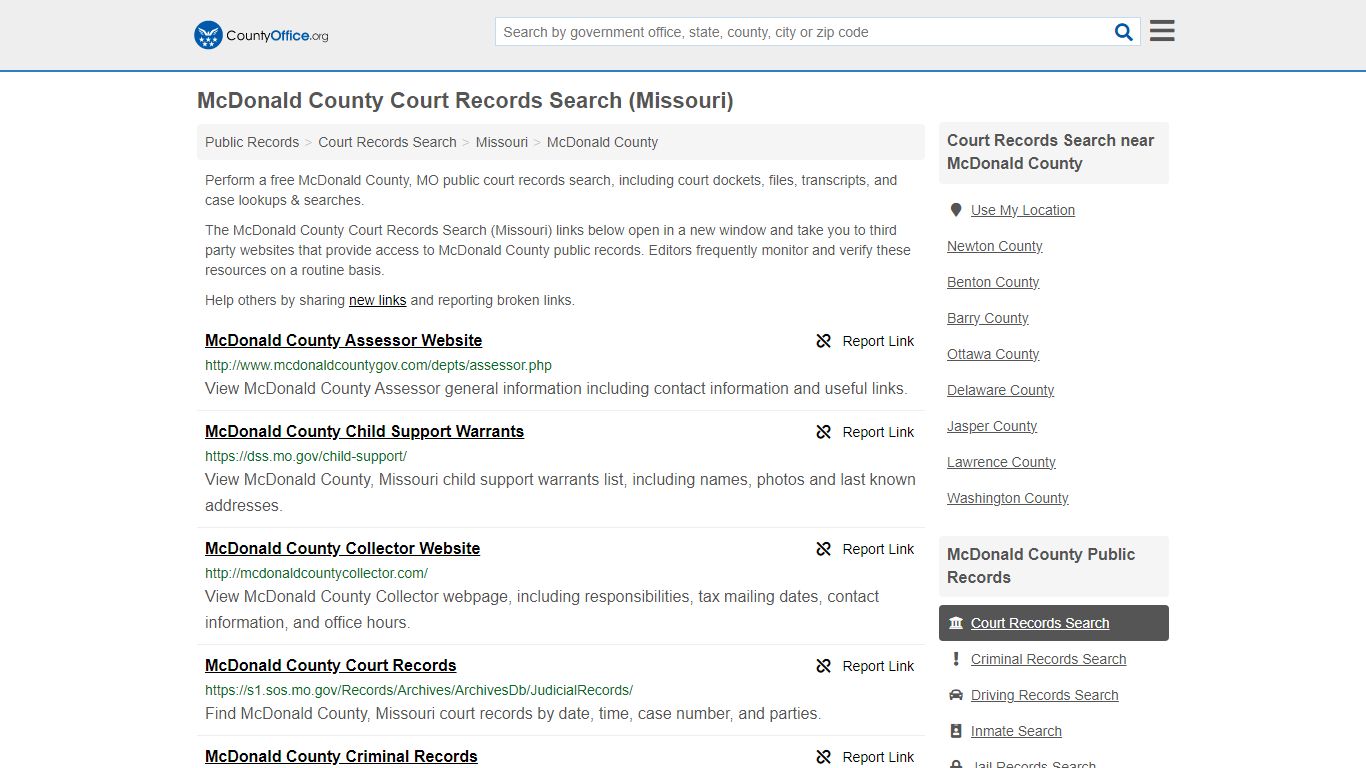 McDonald County Court Records Search (Missouri) - County Office