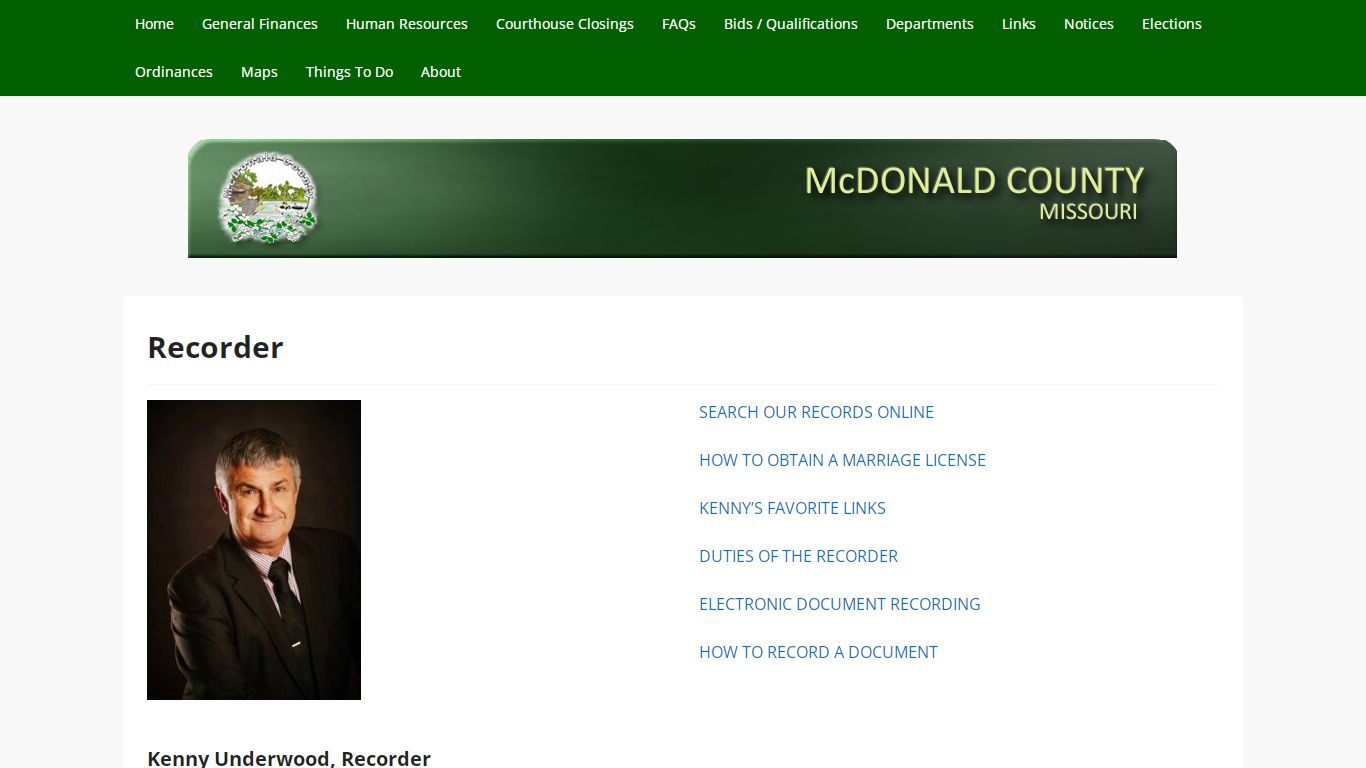 Recorder - McDonald County Missouri