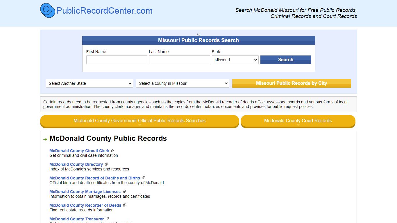 Mcdonald County Missouri Free Public Records - Court Records - Criminal ...