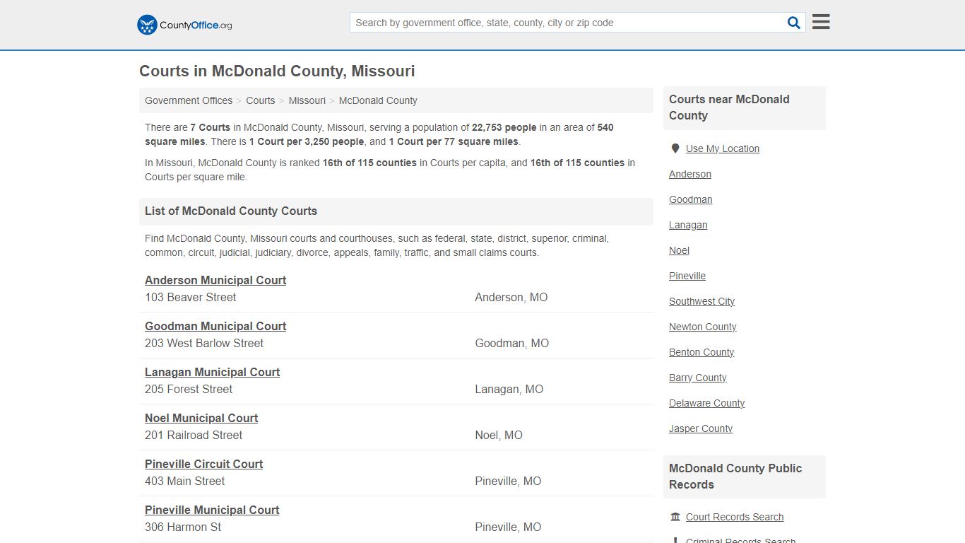 Courts - McDonald County, MO (Court Records & Calendars)